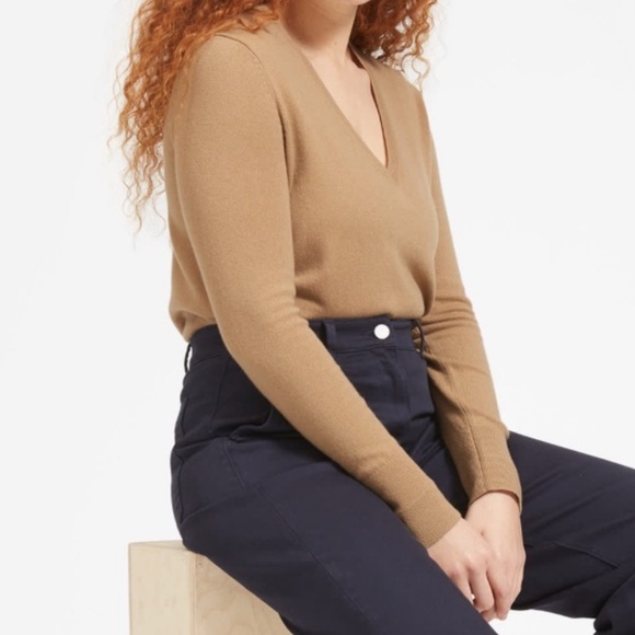 Everlane The Cashmere V-Neck in Camel Sweater M - Picture 2 of 14